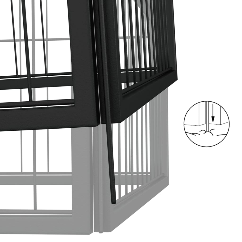 Hondenkennel 24 panelen 50 x 100 cm gepoedercoat staal zwart 350 x 250 x 100 cm