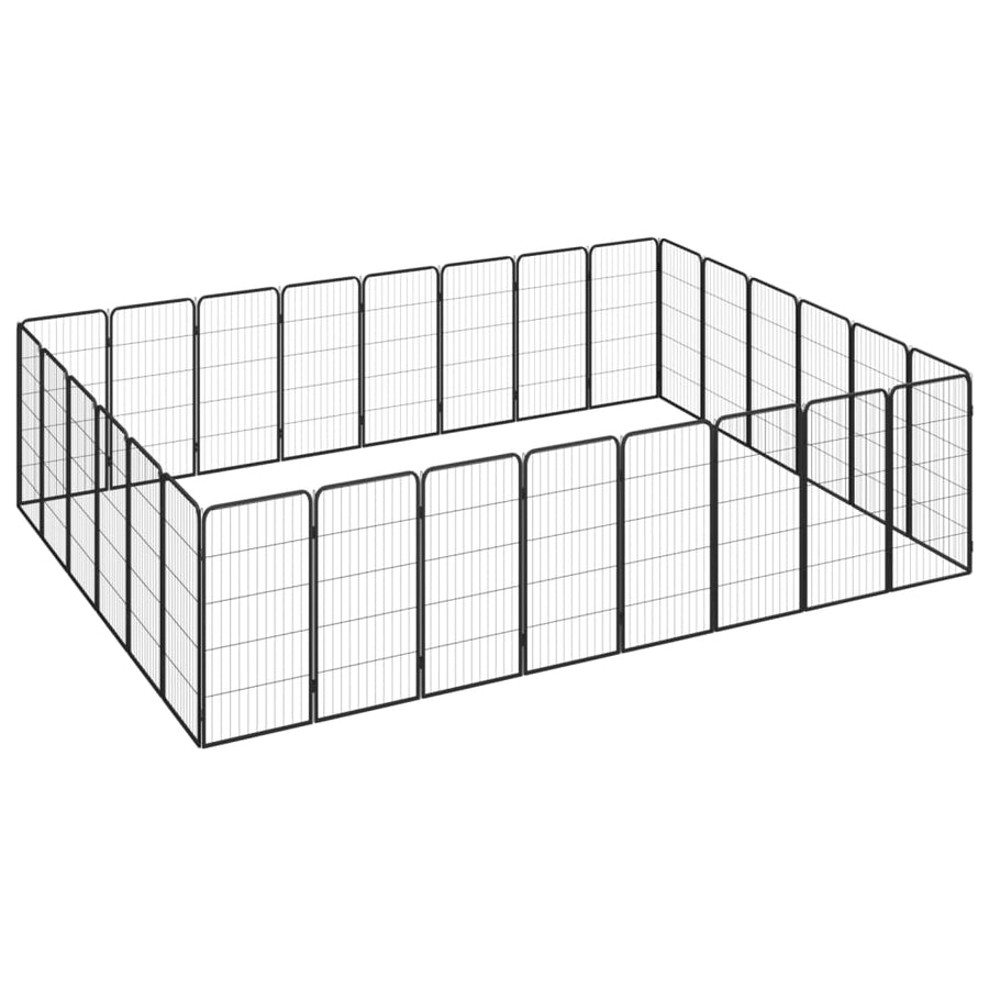 Hondenkennel 28 panelen 50x100 cm gepoedercoat staal zwart 400 x 300 x 100 cm