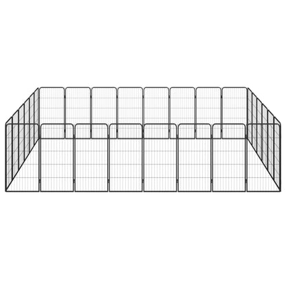 Hondenkennel 28 panelen 50x100 cm gepoedercoat staal zwart 400 x 300 x 100 cm