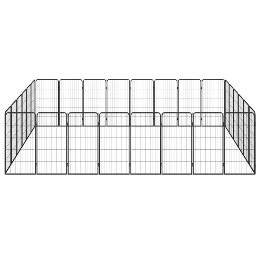 Hondenkennel 28 panelen 50x100 cm gepoedercoat staal zwart 400 x 300 x 100 cm
