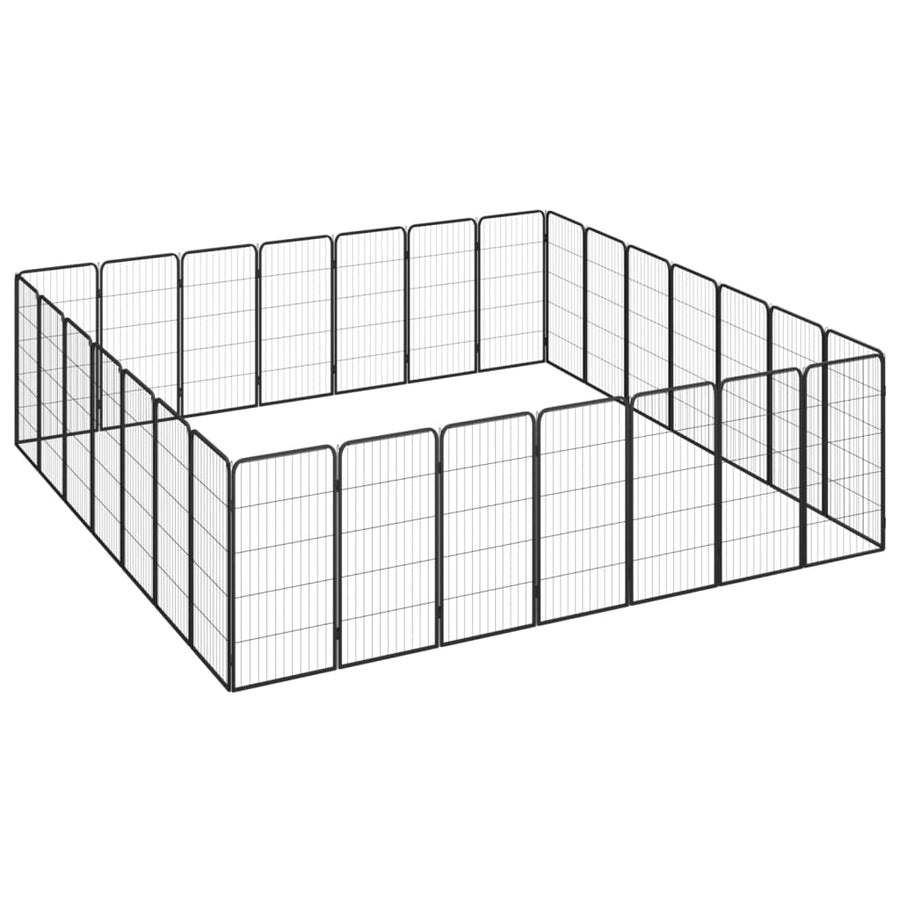 Hondenkennel 28 panelen 50x100 cm gepoedercoat staal zwart 400 x 300 x 100 cm