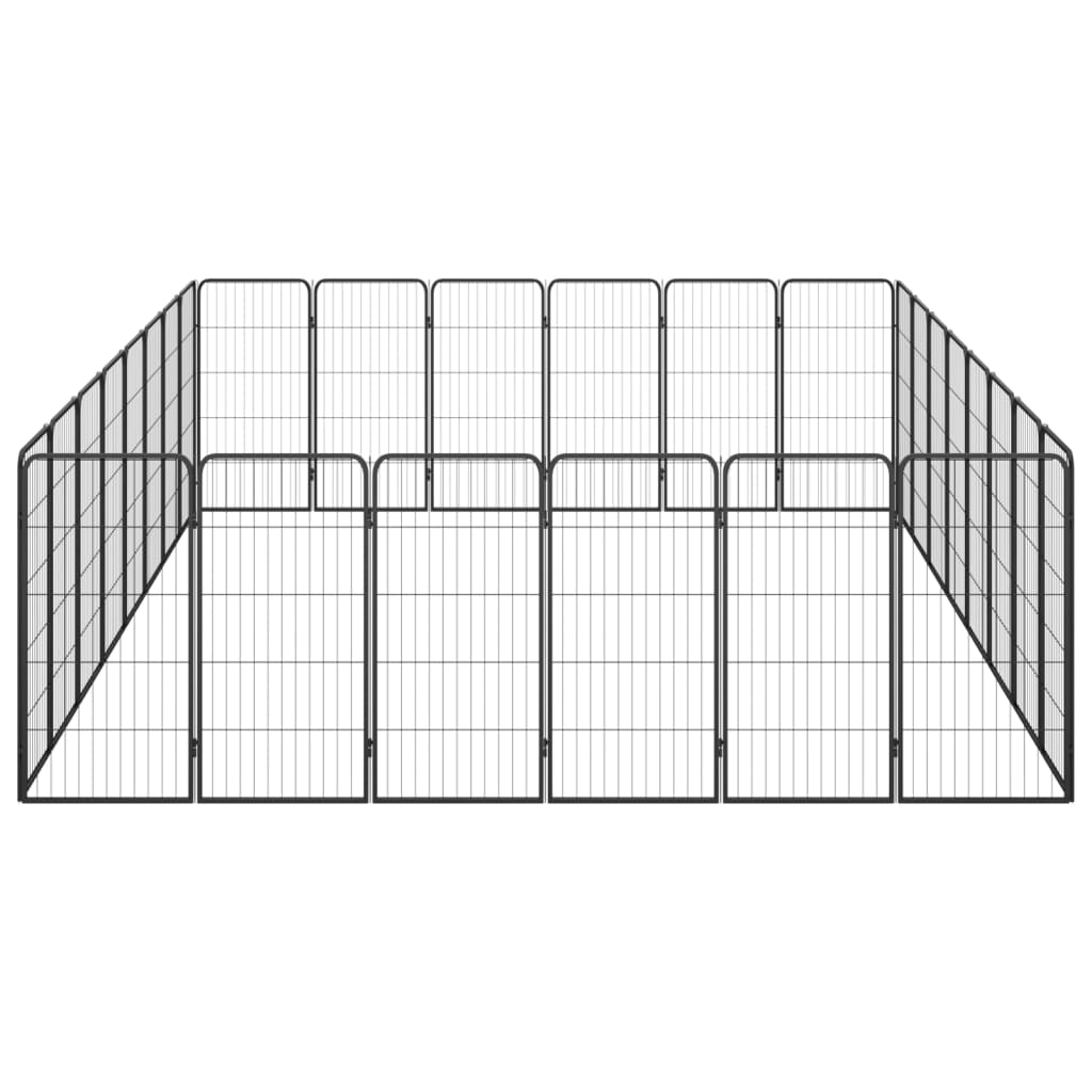 Hondenkennel 28 panelen 50x100 cm gepoedercoat staal zwart 400 x 300 x 100 cm