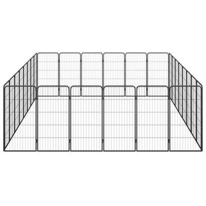 Hondenkennel 28 panelen 50x100 cm gepoedercoat staal zwart 400 x 300 x 100 cm