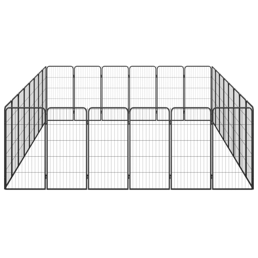 Hondenkennel 28 panelen 50x100 cm gepoedercoat staal zwart 400 x 300 x 100 cm
