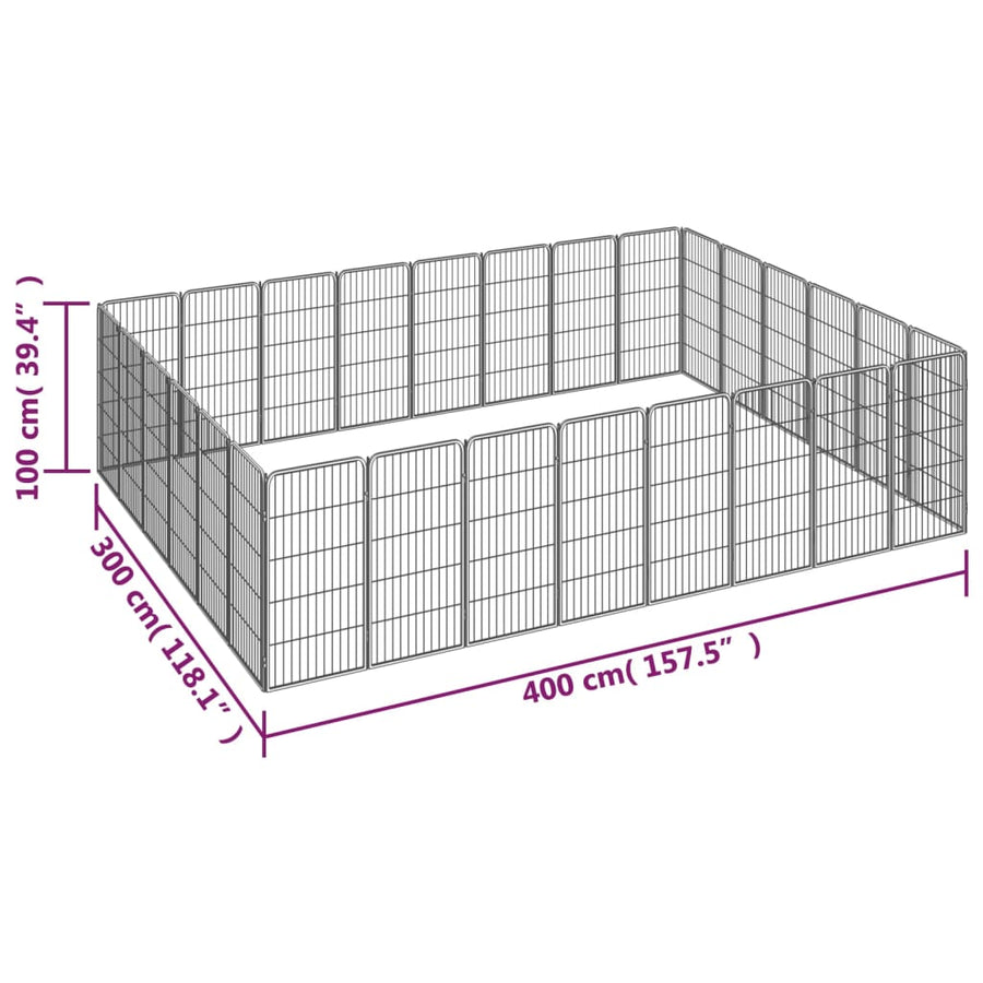 Hondenkennel 28 panelen 50x100 cm gepoedercoat staal zwart 400 x 300 x 100 cm