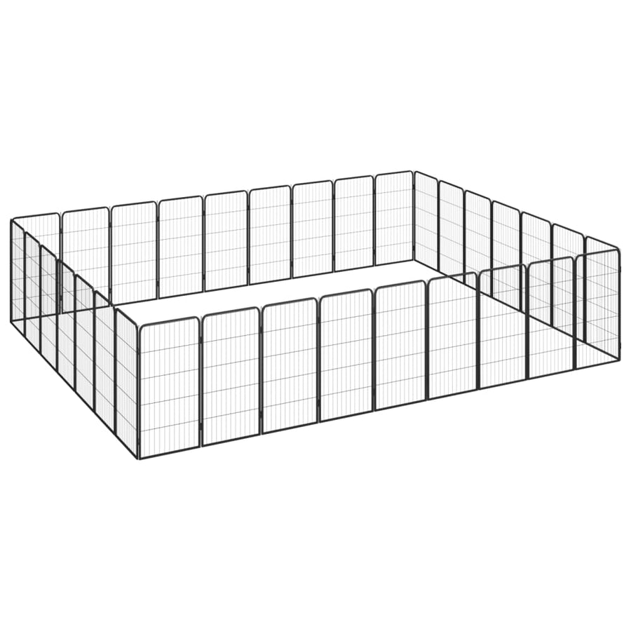 Hondenkennel 32 panelen 50 x 100 cm gepoedercoat staal zwart 450 x 350 x 100 cm