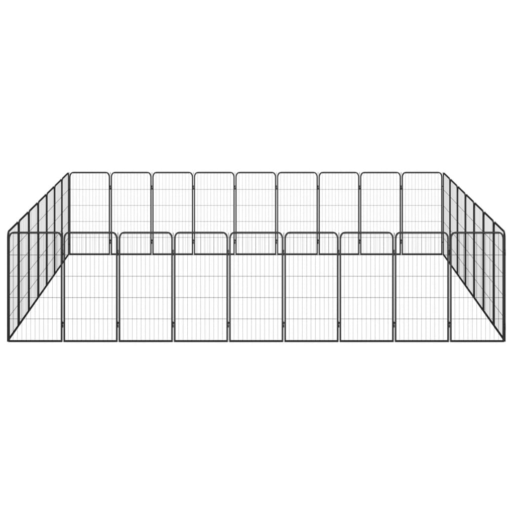 Hondenkennel 32 panelen 50 x 100 cm gepoedercoat staal zwart 450 x 350 x 100 cm