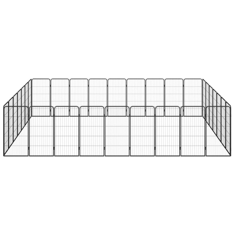 Hondenkennel 32 panelen 50 x 100 cm gepoedercoat staal zwart 450 x 350 x 100 cm