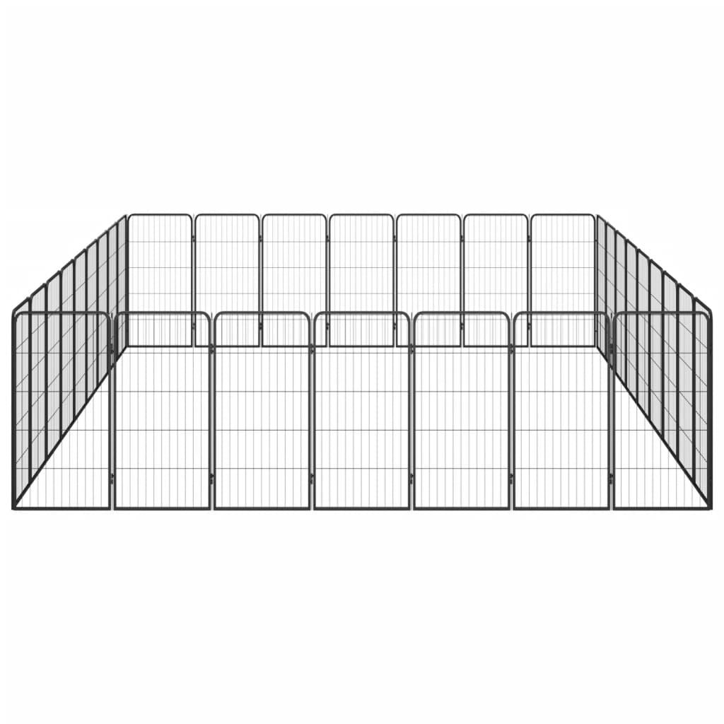 Hondenkennel 32 panelen 50 x 100 cm gepoedercoat staal zwart 450 x 350 x 100 cm
