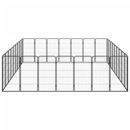 Hondenkennel 32 panelen 50 x 100 cm gepoedercoat staal zwart 450 x 350 x 100 cm