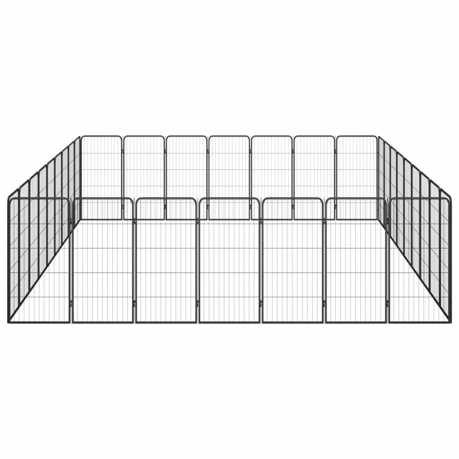 Hondenkennel 32 panelen 50 x 100 cm gepoedercoat staal zwart 450 x 350 x 100 cm