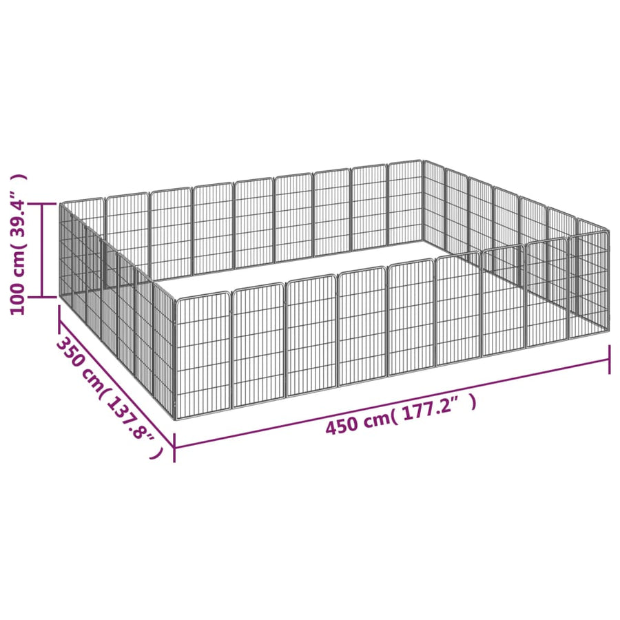 Hondenkennel 32 panelen 50 x 100 cm gepoedercoat staal zwart 450 x 350 x 100 cm