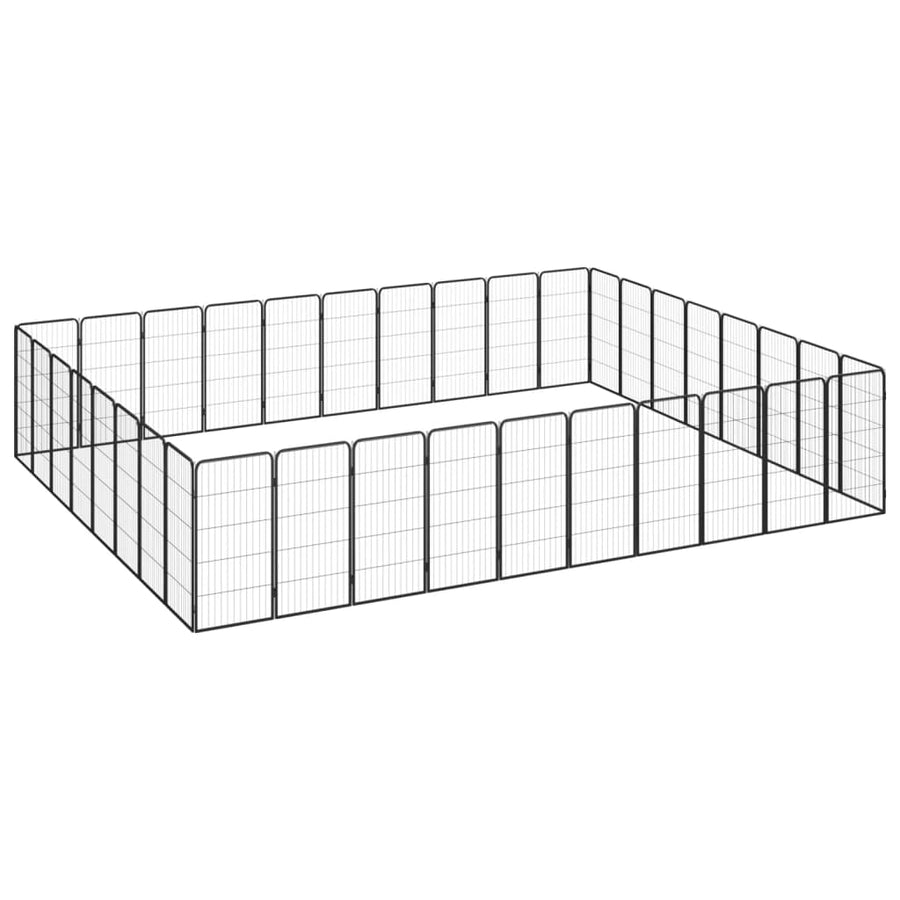 Hondenkennel 36 panelen 50 x 100 cm gepoedercoat staal zwart 500 x 400 x 100 cm
