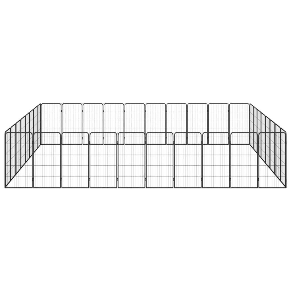 Hondenkennel 36 panelen 50 x 100 cm gepoedercoat staal zwart 500 x 400 x 100 cm