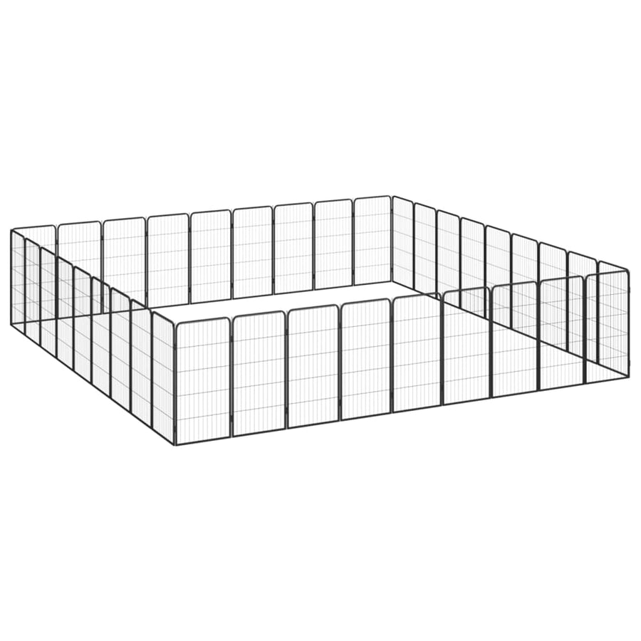 Hondenkennel 36 panelen 50 x 100 cm gepoedercoat staal zwart 500 x 400 x 100 cm
