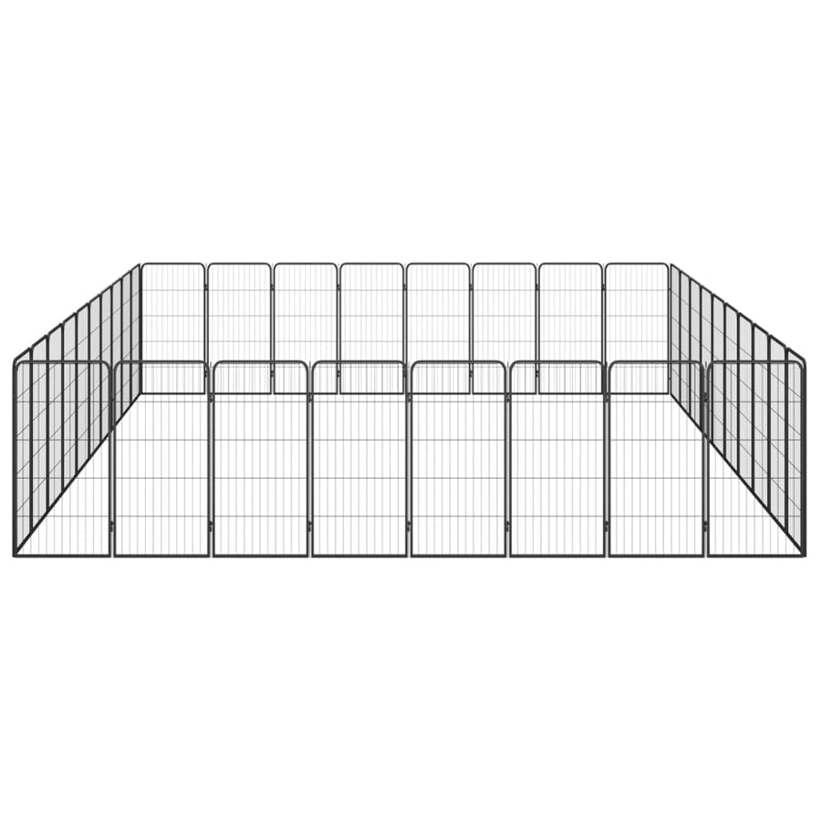 Hondenkennel 36 panelen 50 x 100 cm gepoedercoat staal zwart 500 x 400 x 100 cm
