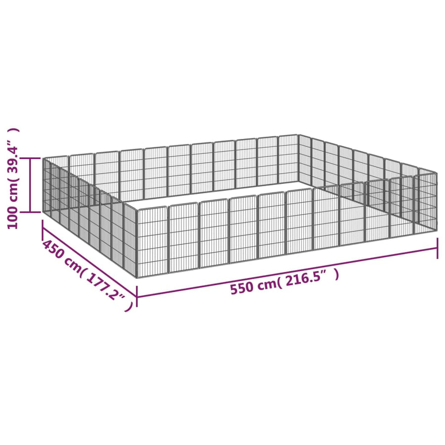 Hondenkennel 40 panelen 50 x 100 cm gepoedercoat staal zwart 550 x 450 x 100 cm