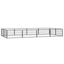 Hondenkennel 12 panelen 100x50 cm gepoedercoat staal zwart 400 x 200 x 50 cm