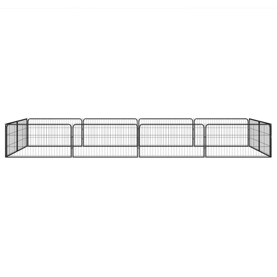 Hondenkennel 12 panelen 100x50 cm gepoedercoat staal zwart 400 x 200 x 50 cm