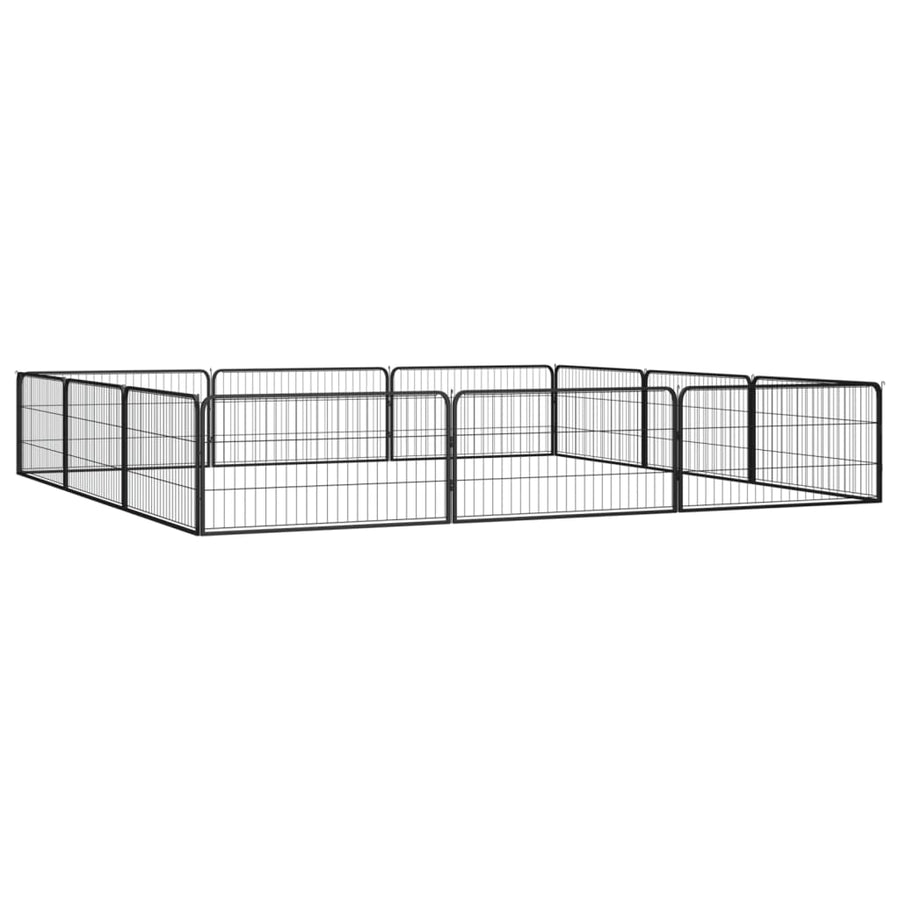 Hondenkennel 12 panelen 100x50 cm gepoedercoat staal zwart 400 x 200 x 50 cm