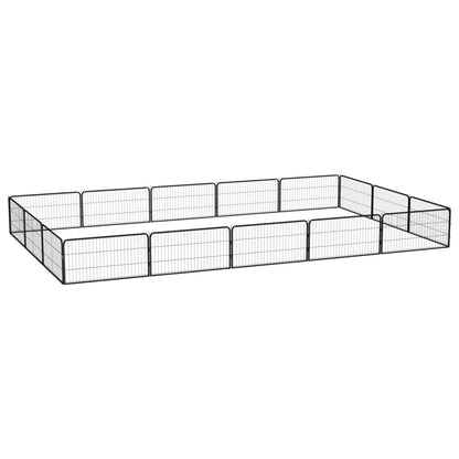 Hondenkennel 16 panelen 100x50 cm gepoedercoat staal zwart 500 x 300 x 50 cm
