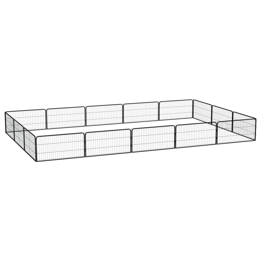 Hondenkennel 16 panelen 100x50 cm gepoedercoat staal zwart 500 x 300 x 50 cm