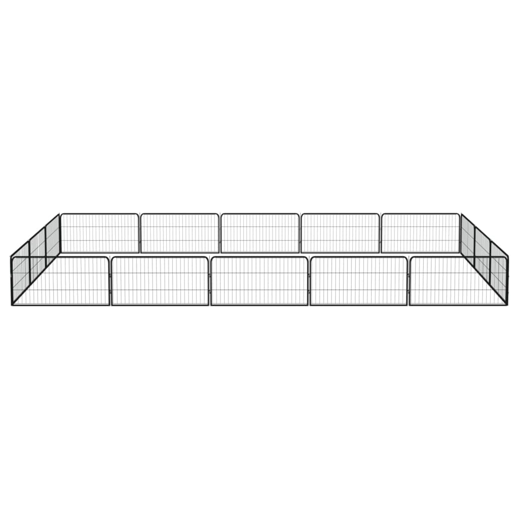 Hondenkennel 16 panelen 100x50 cm gepoedercoat staal zwart 500 x 300 x 50 cm