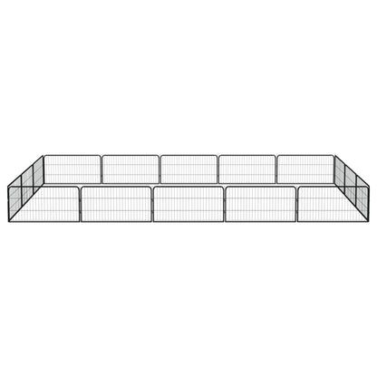 Hondenkennel 16 panelen 100x50 cm gepoedercoat staal zwart 500 x 300 x 50 cm