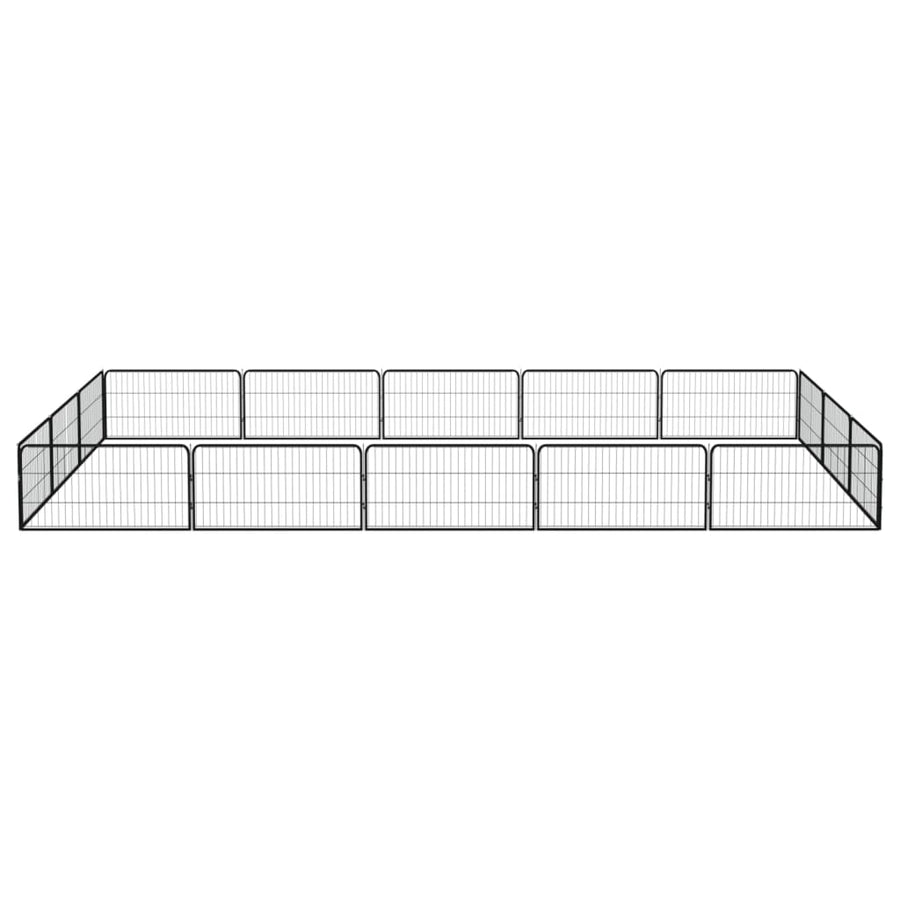 Hondenkennel 16 panelen 100x50 cm gepoedercoat staal zwart 500 x 300 x 50 cm