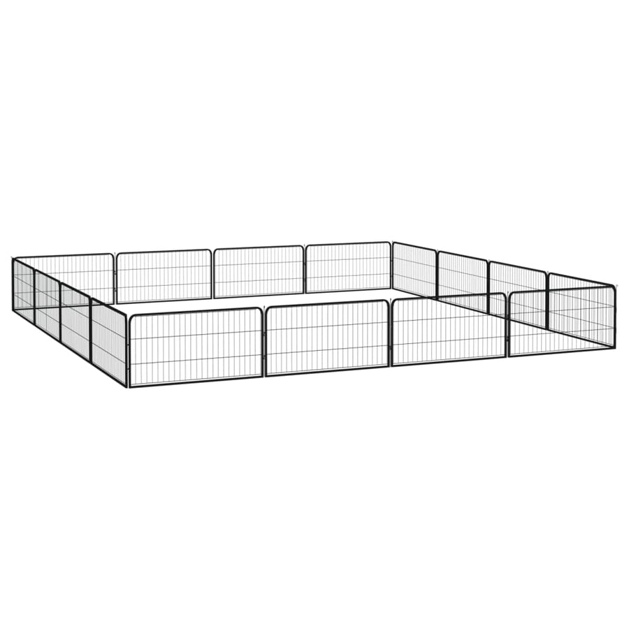 Hondenkennel 16 panelen 100x50 cm gepoedercoat staal zwart 500 x 300 x 50 cm