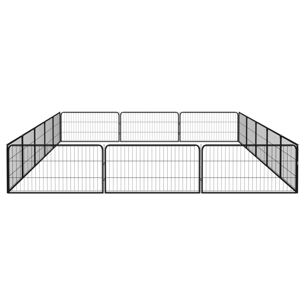 Hondenkennel 16 panelen 100x50 cm gepoedercoat staal zwart 500 x 300 x 50 cm