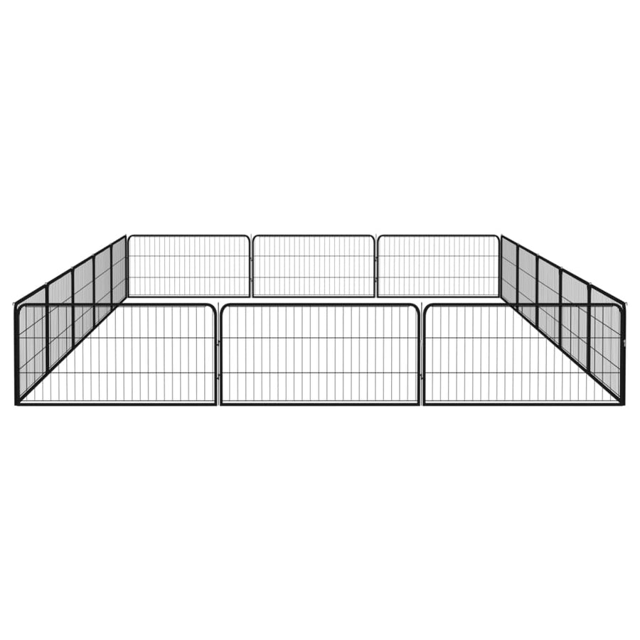 Hondenkennel 16 panelen 100x50 cm gepoedercoat staal zwart 500 x 300 x 50 cm
