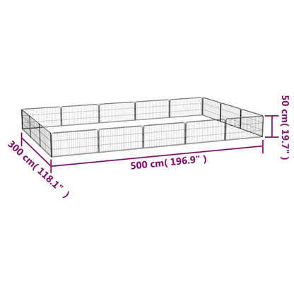 Hondenkennel 16 panelen 100x50 cm gepoedercoat staal zwart 500 x 300 x 50 cm