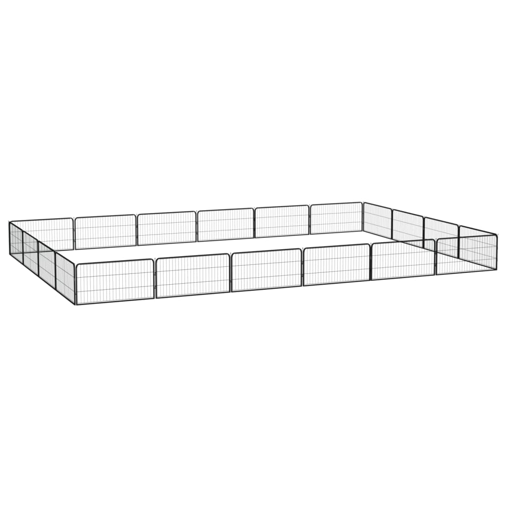 Hondenkennel 20 panelen 100x50 cm gepoedercoat staal zwart 600 x 400 x 50 cm