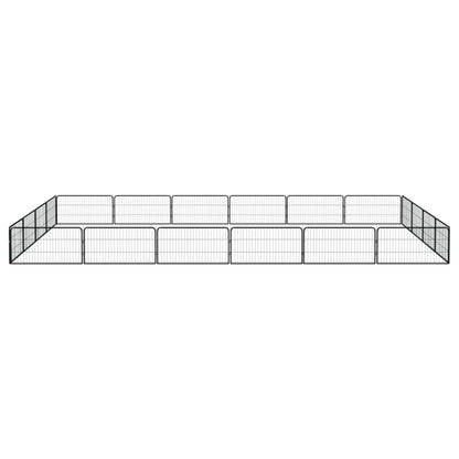Hondenkennel 20 panelen 100x50 cm gepoedercoat staal zwart 600 x 400 x 50 cm
