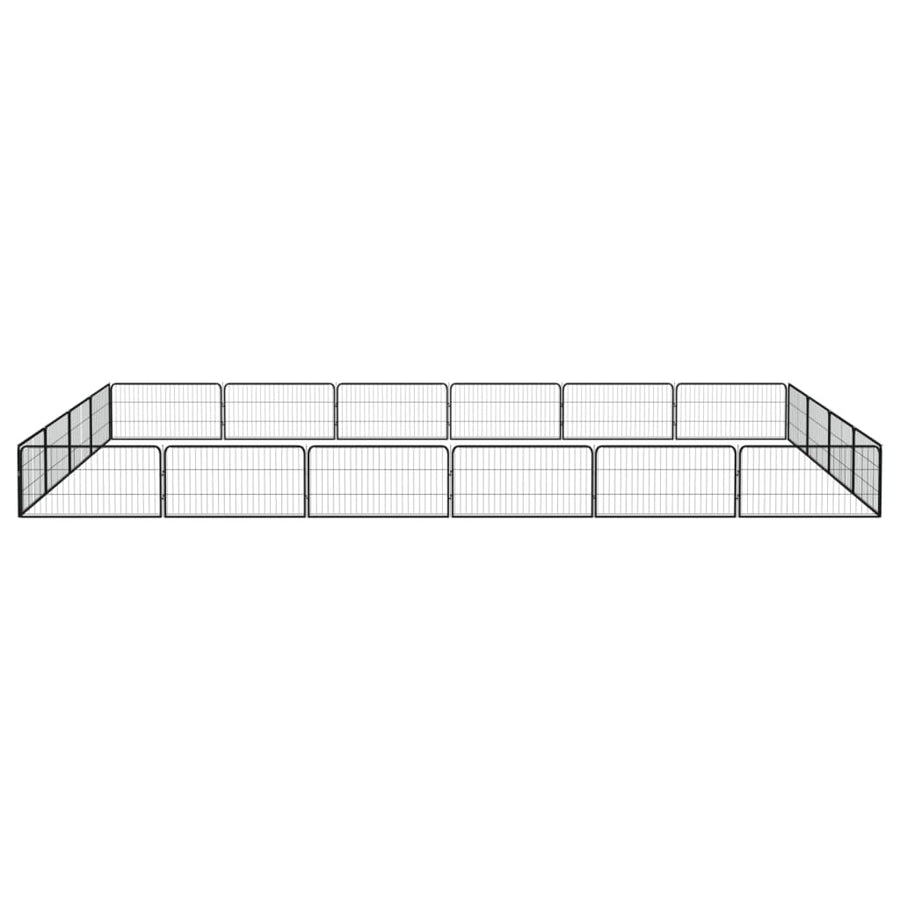 Hondenkennel 20 panelen 100x50 cm gepoedercoat staal zwart 600 x 400 x 50 cm