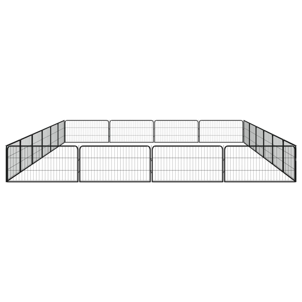 Hondenkennel 20 panelen 100x50 cm gepoedercoat staal zwart 600 x 400 x 50 cm