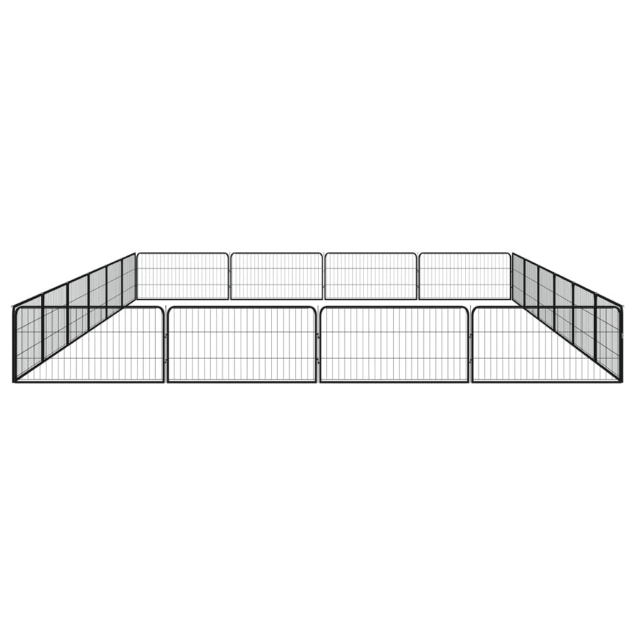 Hondenkennel 20 panelen 100x50 cm gepoedercoat staal zwart 600 x 400 x 50 cm