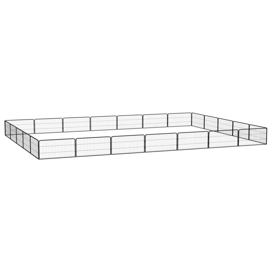 Hondenkennel 24 panelen 100x50 cm gepoedercoat staal zwart 700 x 500 x 50 cm
