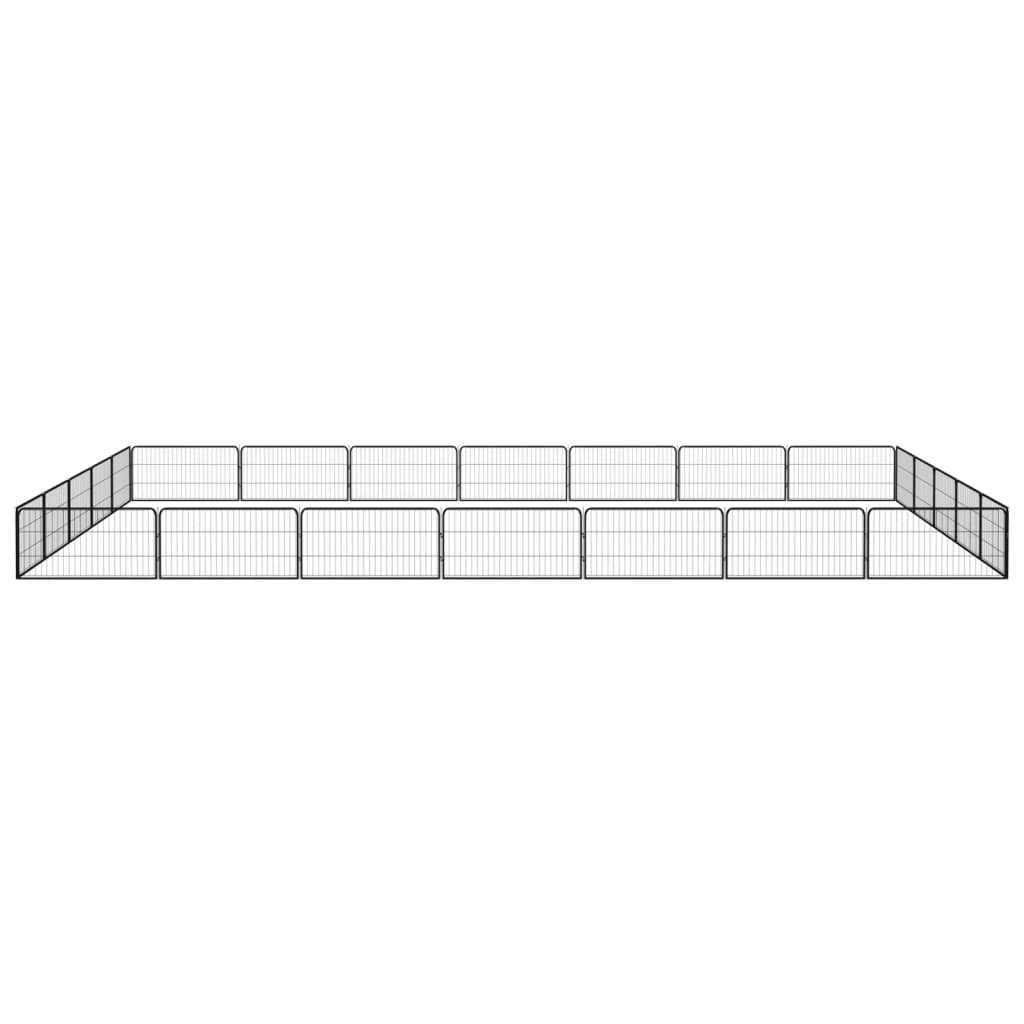 Hondenkennel 24 panelen 100x50 cm gepoedercoat staal zwart 700 x 500 x 50 cm