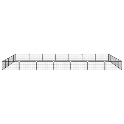 Hondenkennel 24 panelen 100x50 cm gepoedercoat staal zwart 700 x 500 x 50 cm