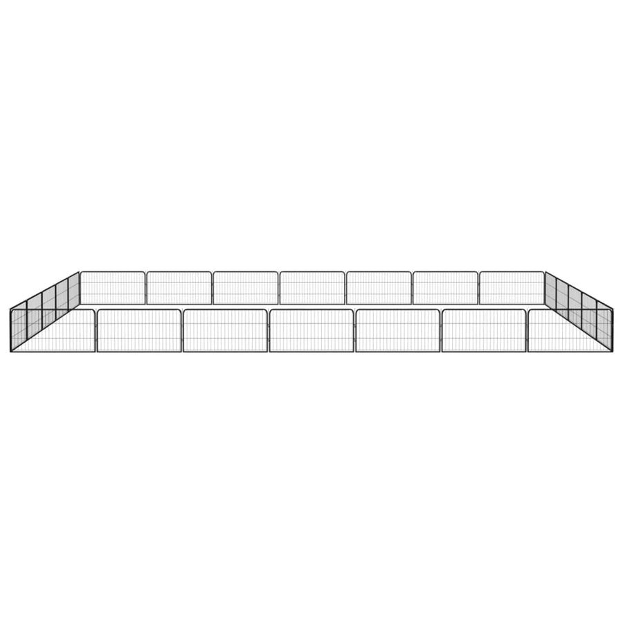 Hondenkennel 24 panelen 100x50 cm gepoedercoat staal zwart 700 x 500 x 50 cm