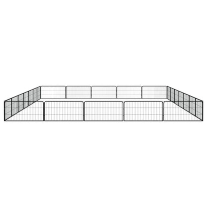 Hondenkennel 24 panelen 100x50 cm gepoedercoat staal zwart 700 x 500 x 50 cm