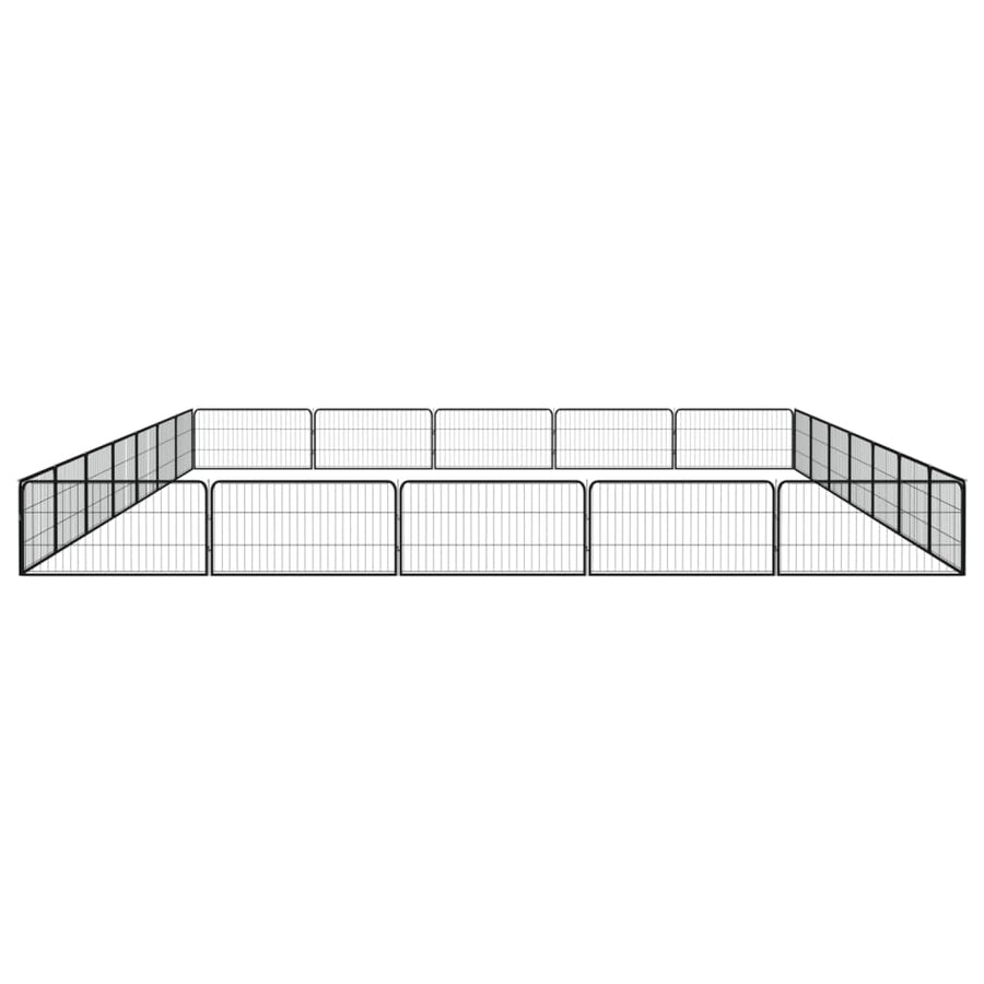 Hondenkennel 24 panelen 100x50 cm gepoedercoat staal zwart 700 x 500 x 50 cm
