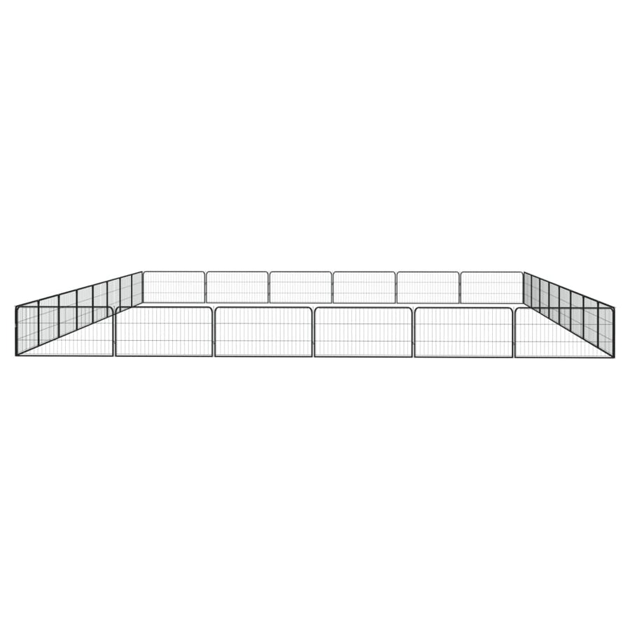 Hondenkennel 28 panelen 100x50 cm gepoedercoat staal zwart 800 x 600 x 50 cm
