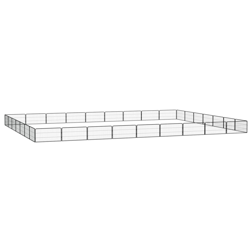 Hondenkennel 32 panelen 100x50 cm gepoedercoat staal zwart 900 x 700 x 50 cm