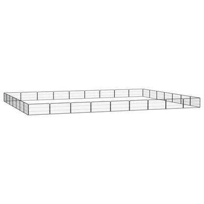 Hondenkennel 32 panelen 100x50 cm gepoedercoat staal zwart 900 x 700 x 50 cm