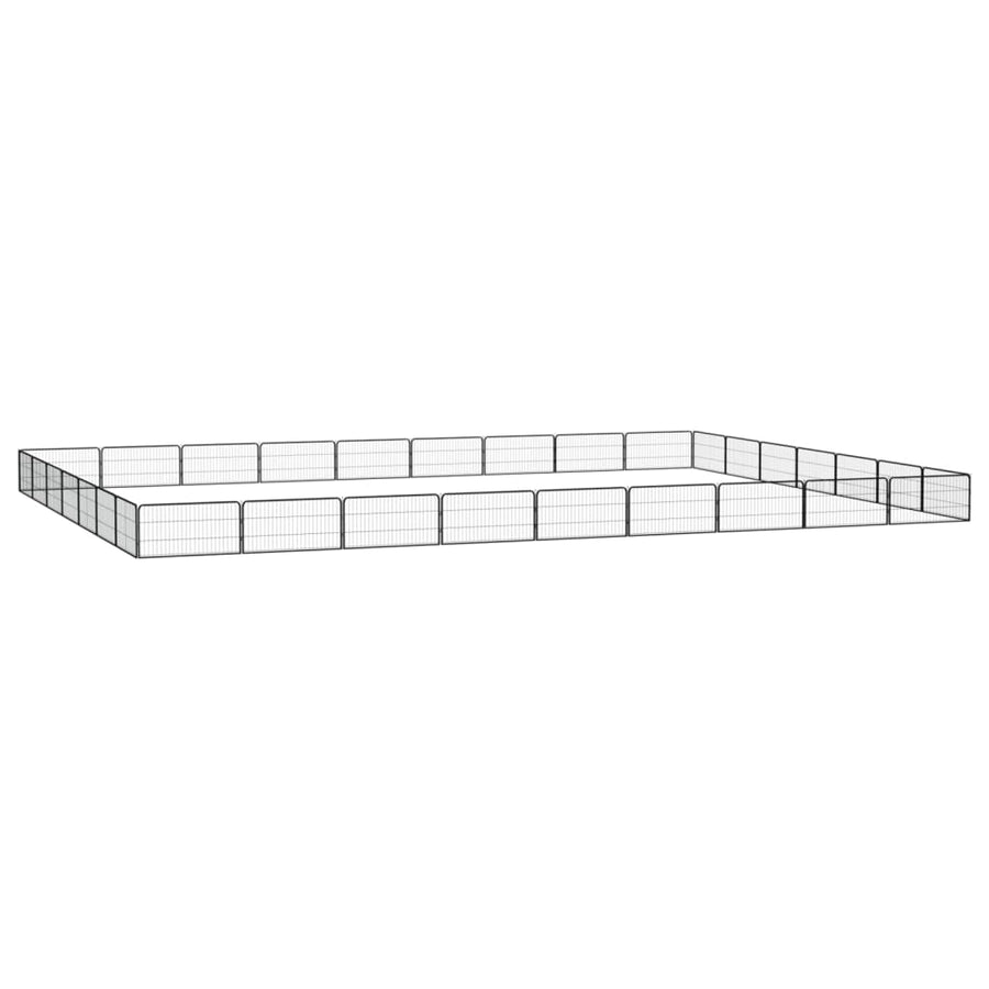 Hondenkennel 32 panelen 100x50 cm gepoedercoat staal zwart 900 x 700 x 50 cm