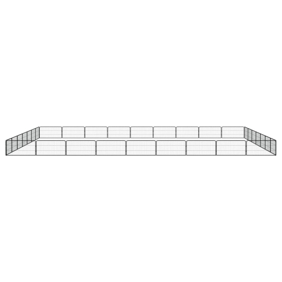 Hondenkennel 32 panelen 100x50 cm gepoedercoat staal zwart 900 x 700 x 50 cm