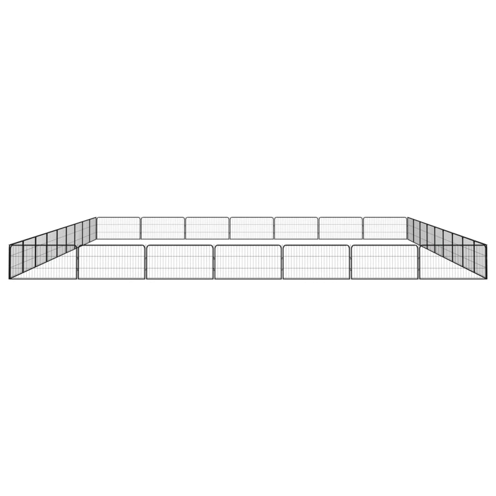 Hondenkennel 32 panelen 100x50 cm gepoedercoat staal zwart 900 x 700 x 50 cm